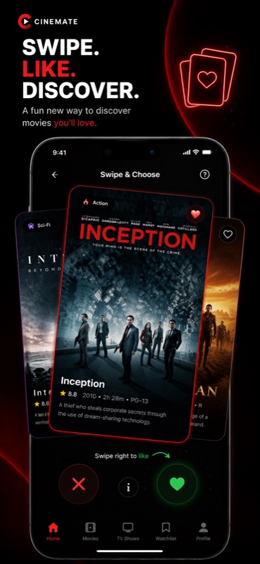 Cinemate — swipe to discover new movies