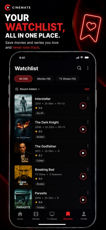 Cinemate — your watchlist, all in one place