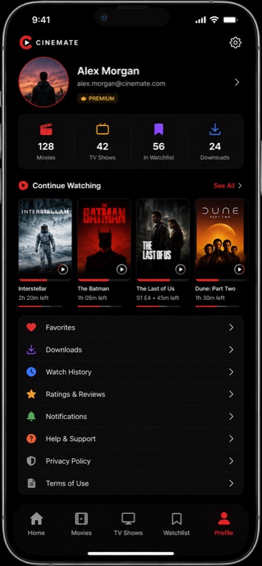 Cinemate — user profile