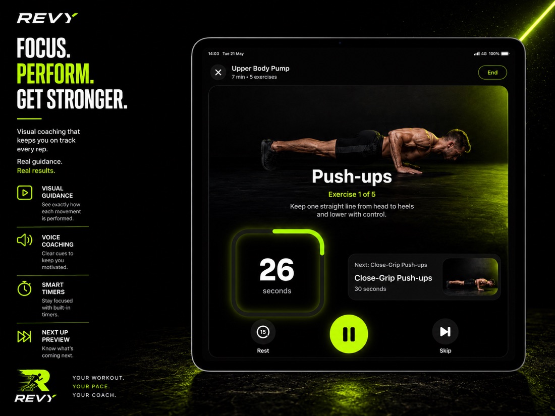 Revy on iPad — guided exercise session