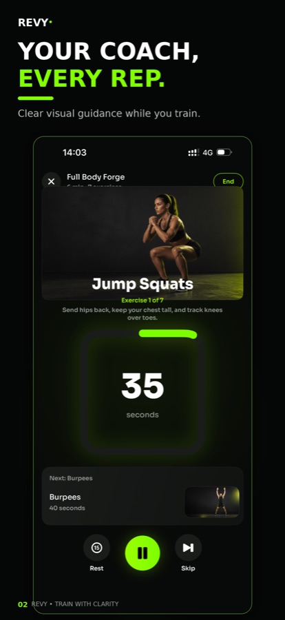 Revy — your coach, every rep, with visual guidance
