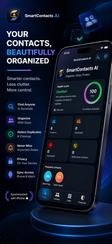 SmartContacts AI contact organization on iPhone