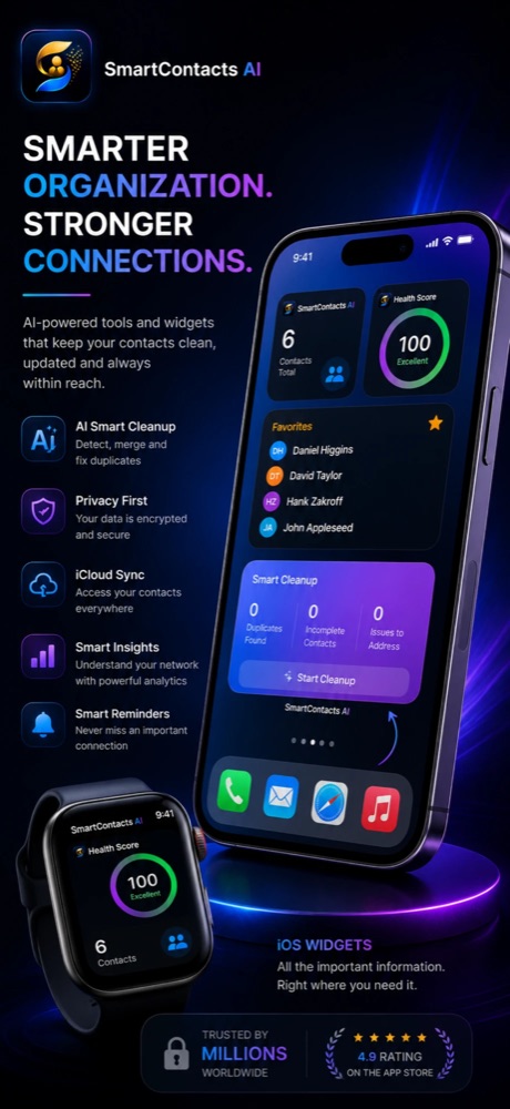 SmartContacts AI — iPhone widgets and smart cleanup