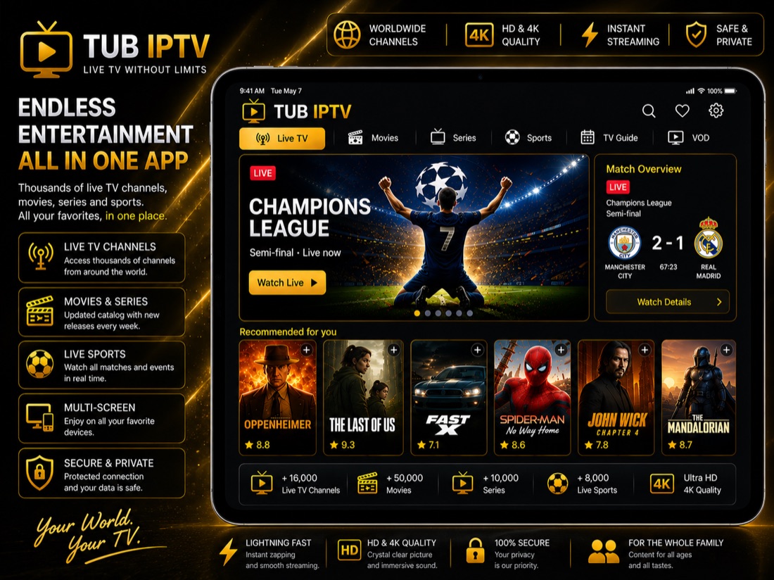 TUB IPTV on iPad — endless entertainment, all in one app
