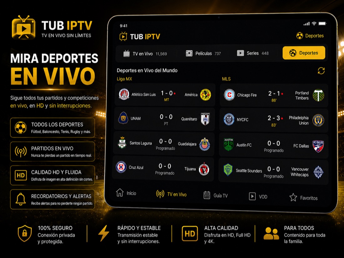TUB IPTV on iPad — live sports